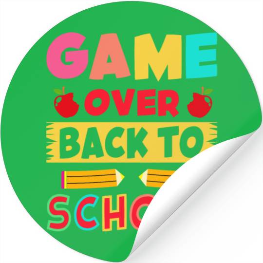 Game Over Back To School Funny Student Gamer Stickers