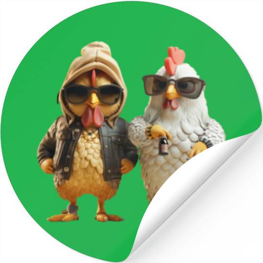 Stylish streetwear on hip chickens Stickers