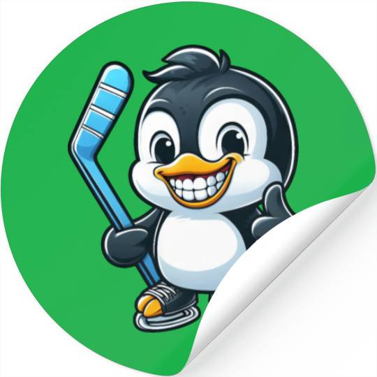 Penguin hockey player funny hockey design Stickers