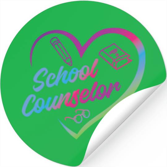 School Counselor Heart Watercolor Stickers