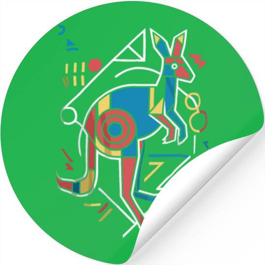 Geometric Kangaroo Art Colorful Abstract Stickers