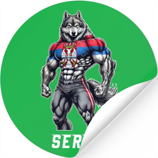 Serbia Wolf Bodybuilding Design Stickers