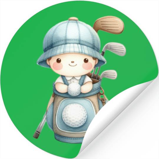 Boy with a Golf Bag Stickers