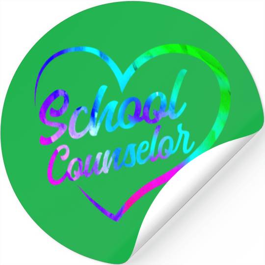 School Counselor Heart Watercolor Stickers