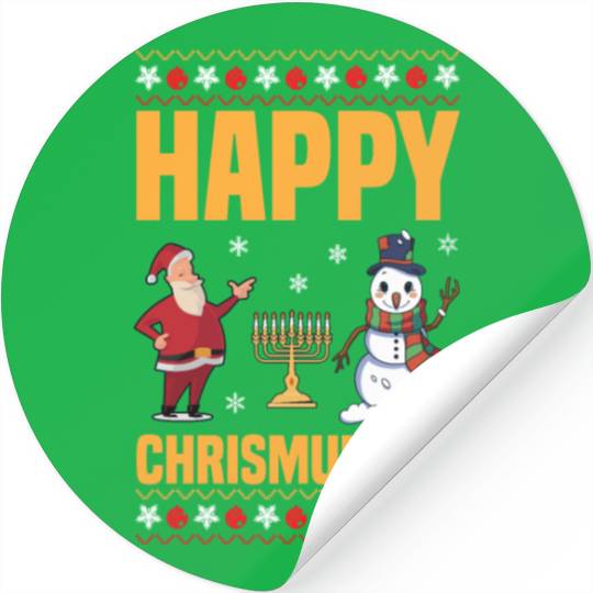 Happy Chrismukkah Funny Hanukkah Christmas Santa Stickers