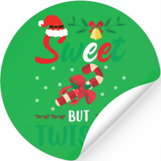 Candy Cane Sweet But Twisted Funny Christmas Stickers