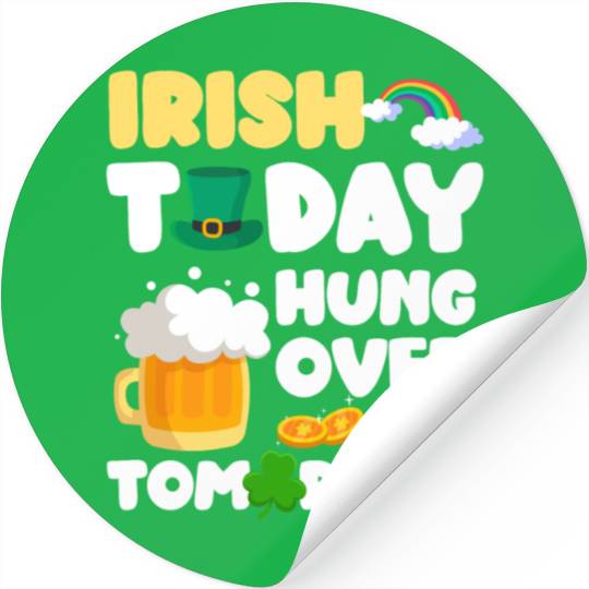 Ireland Shamrock Gold Flag Stickers