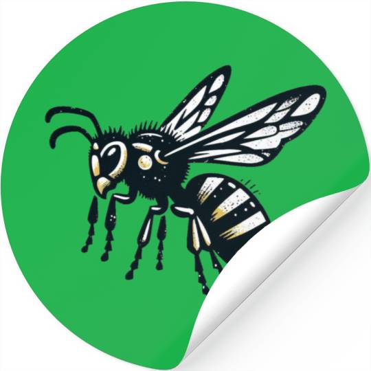 Two Color Wasp Insect Art 3 Stickers
