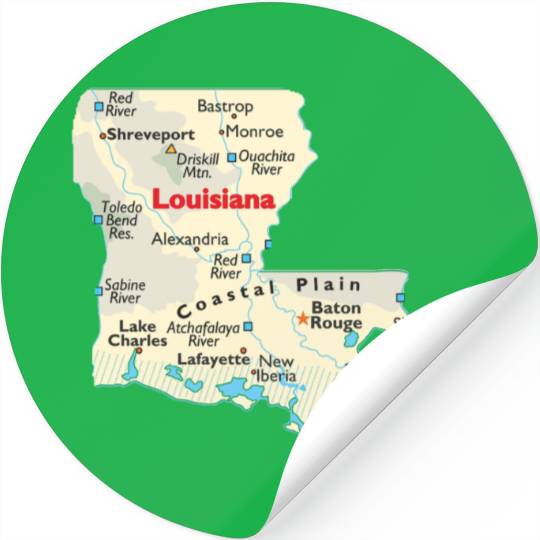 Louisiana map image of state. Stickers