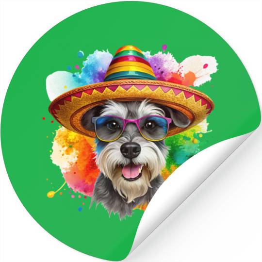 Schnauzer head, dog with glasses Stickers