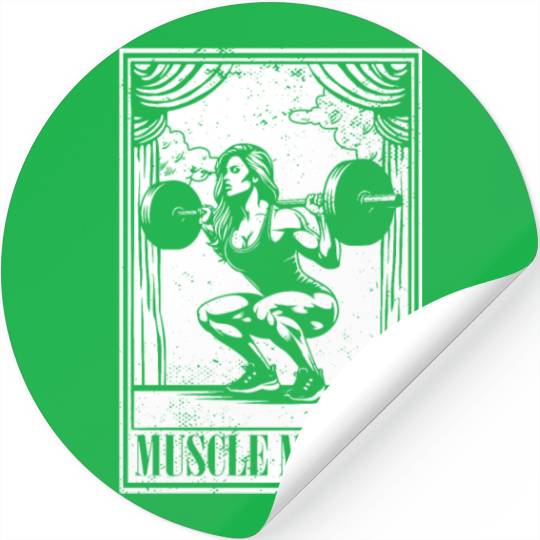 Tarot Cards Muscle Mommy Squatting Barbell Stickers