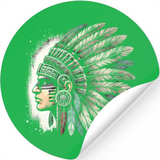 Aztec Warrior Mask with Tribal Art and Ancient Stickers