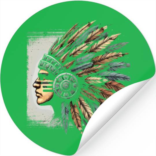 Aztec Warrior Mask with Tribal Art and Ancient Stickers