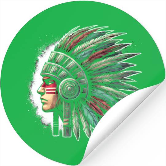 Aztec Warrior Mask with Tribal Art and Ancient Stickers