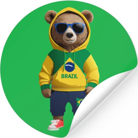 Cool Brazil Bear: The Ultimate Soccer Fan Stickers