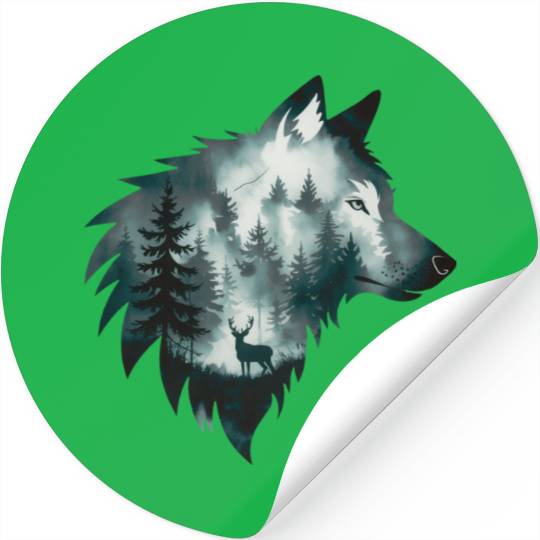A Captivating Intricate Artwork Featuring A Wolf Stickers