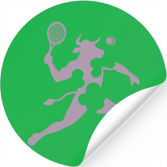 Minimalist cow tennis silhouette tennis player Stickers