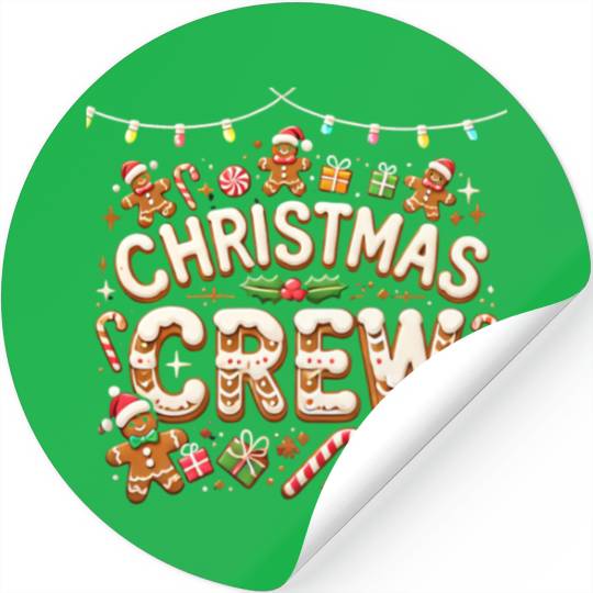 Gingerbread Christmas Crew with Candy and Gifts Stickers