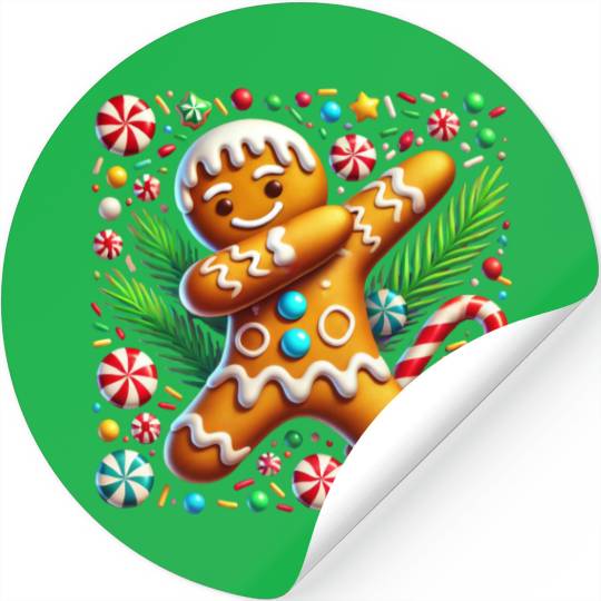 Dabbing Gingerbread Cookie Christmas Fun Stickers