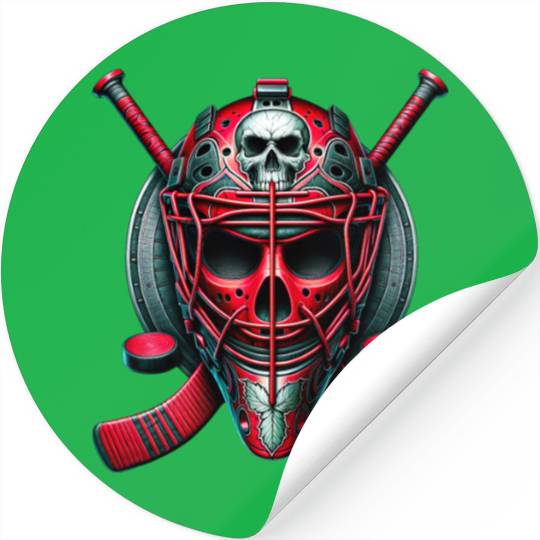 Red Skull Hockey Goalie Stickers