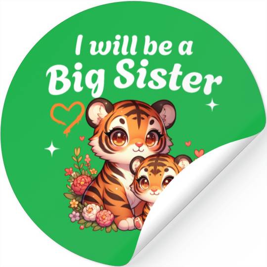 I'm Going To Be A Big Sister Cute Tiger Stickers