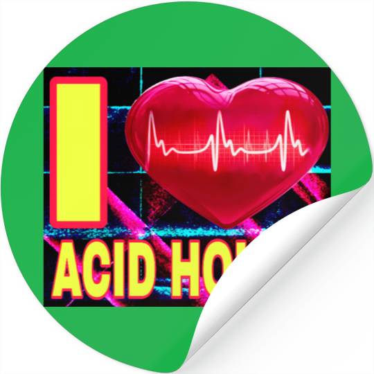 I LOVE ACID HOUSE YELLOW FONTS Stickers