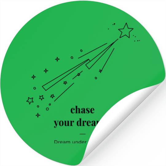 Chase Your Dream Minimal Black Star And Typography Stickers