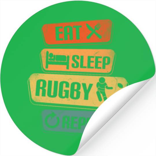 Eat Sleep Rugby Repeat Funny Rugby Player Stickers