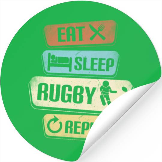 Eat Sleep Rugby Repeat Funny Rugby Player Stickers