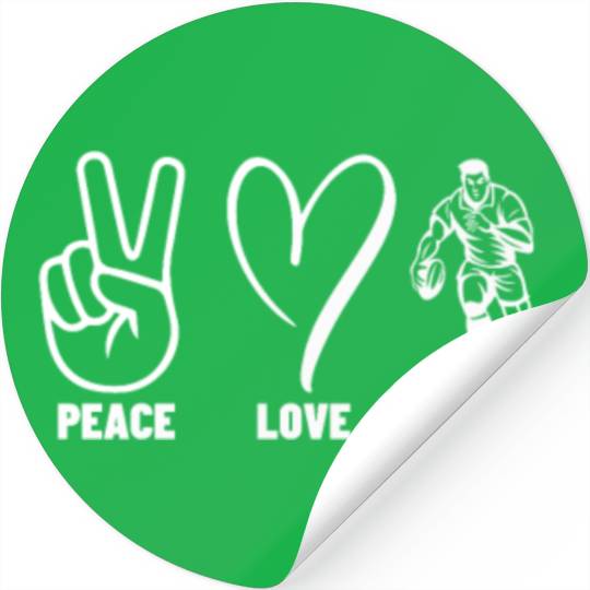 Peace Love Rugby Funny Rugby Player Stickers
