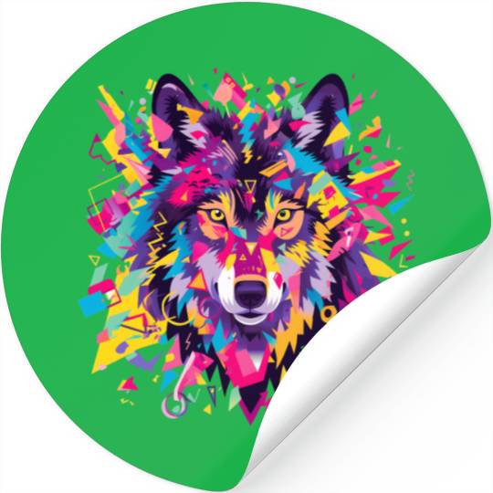 Majestic Pop Art Alpha Wolf - Vibrant Cool Stickers
