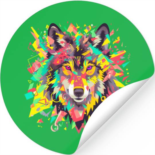 Majestic Pop Art Alpha Wolf - Vibrant Warm Stickers