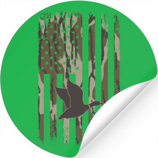 Bottomland Camo Duck Hunting American Flag USA Stickers