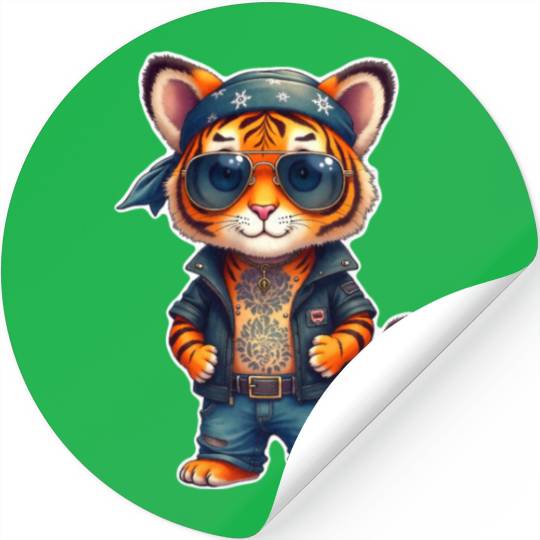 Rock style cute tiger Stickers