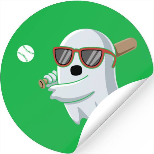 Halloween Ghost Baseball Player Stickers