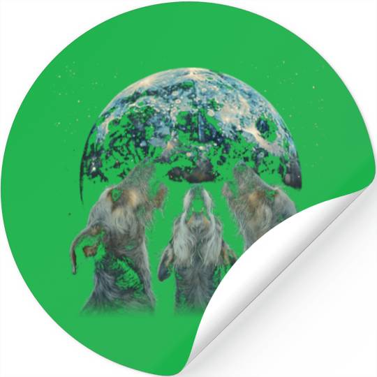 Irish Wolfhound Dog Howling Moon Stickers