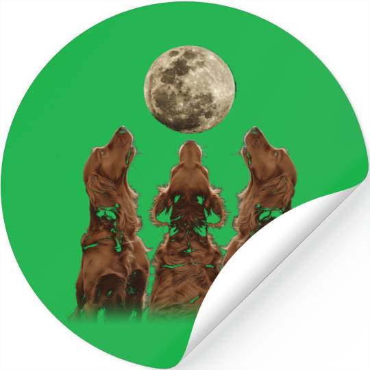 Irish Setter Dog Howling Moon Stickers