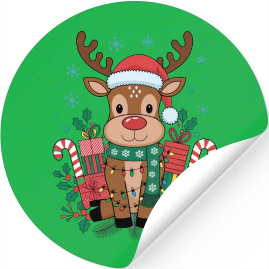 Cute Christmas Reindeer Design - Holiday Gifts Stickers