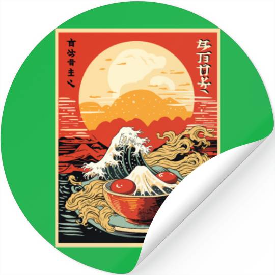 Parody Japanese Poster Kanagawa Sushi Ramen Stickers