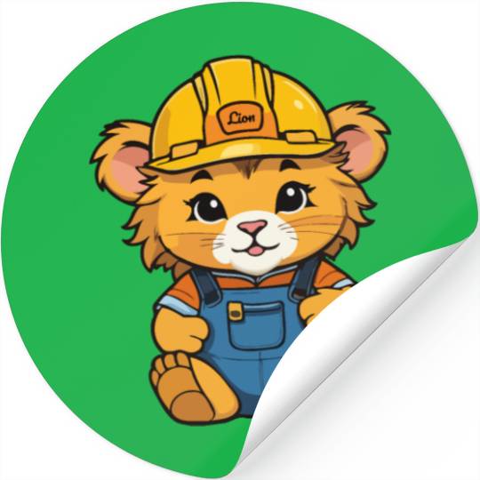 baby lion as construction worker Stickers