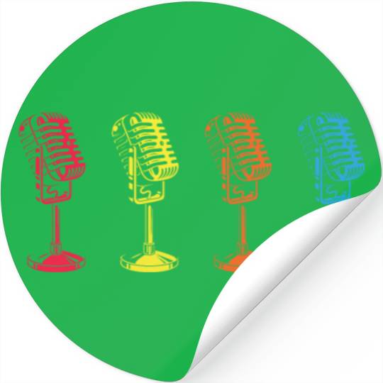 Retro Microphone Pop Art Colorful Stickers
