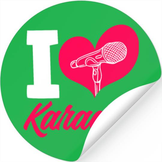 I Love Karaoke Microphone Heart Stickers