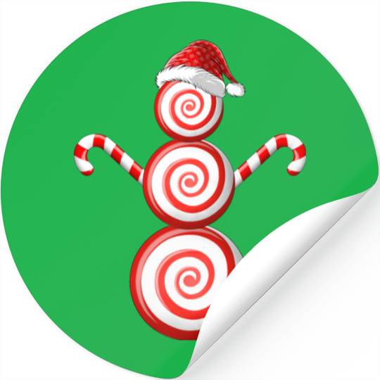 Funny Christmas Stickers Peppermint Candy Snowman