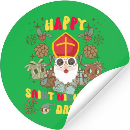 Groovy Saint Nicholas Day logo Stickers