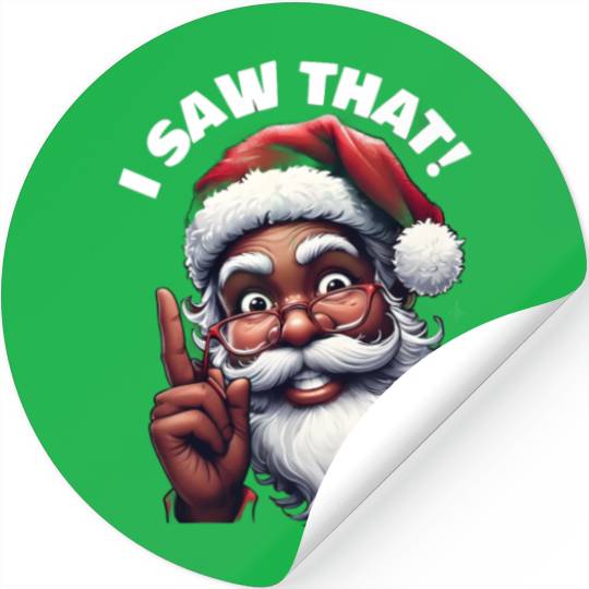 Santa's Watching Festive African American Santa Stickers