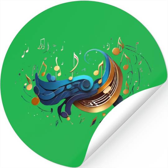 Celestial Music Waves: Abstract Notes and Flow Stickers