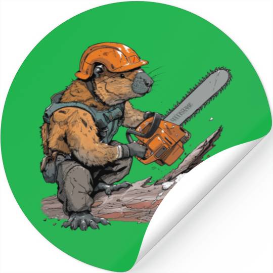 Beaver Lumberjack Chainsaw Stickers