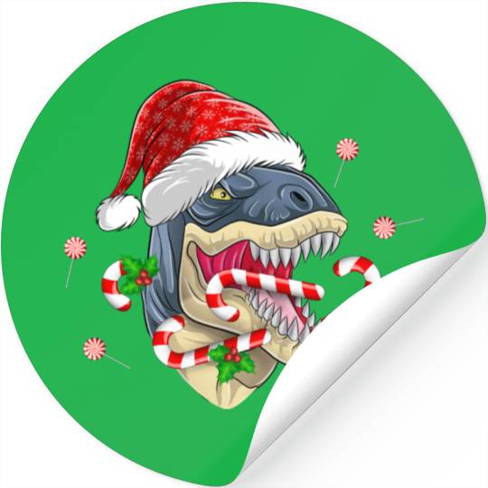 Santasaurus Rex Dinosaur xmas Santa Hat Santa Hat Stickers