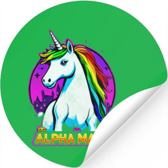 Alpha male LGBT unicorn Halloween Neon Colors Stickers