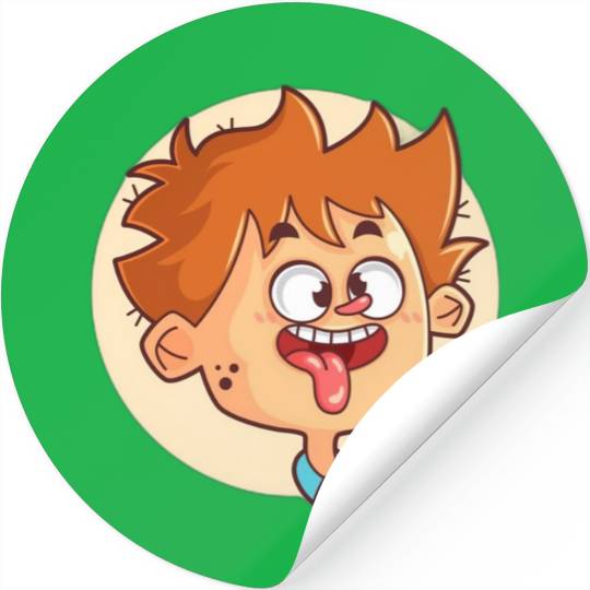 Funny Stickers Fun Loving Face Silly Stick-Out